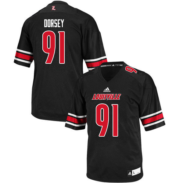 Men #91 Derek Dorsey Louisville Cardinals College Football Jerseys Sale-Black - Click Image to Close